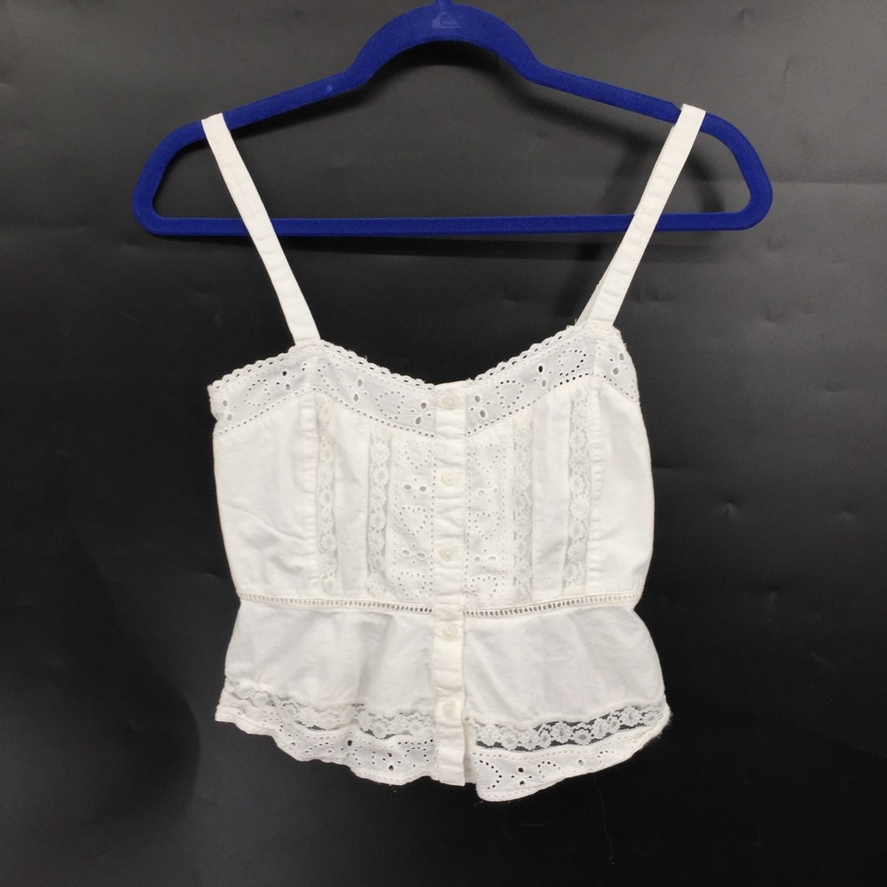 Aeropostale White coquette heart button eyelet cottagecore fairy tank top XS